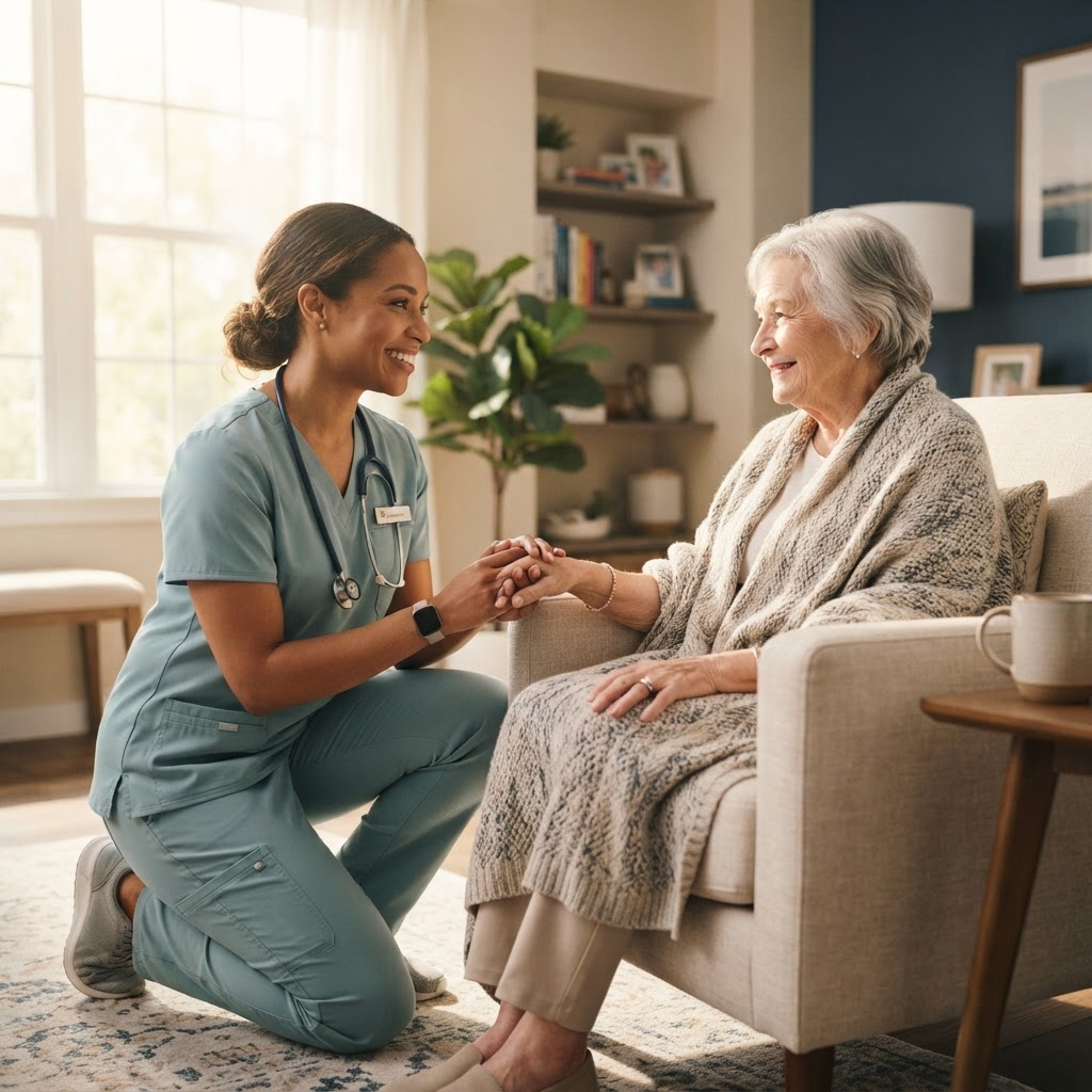Astro Care nurse providing compassionate care to a patient at home